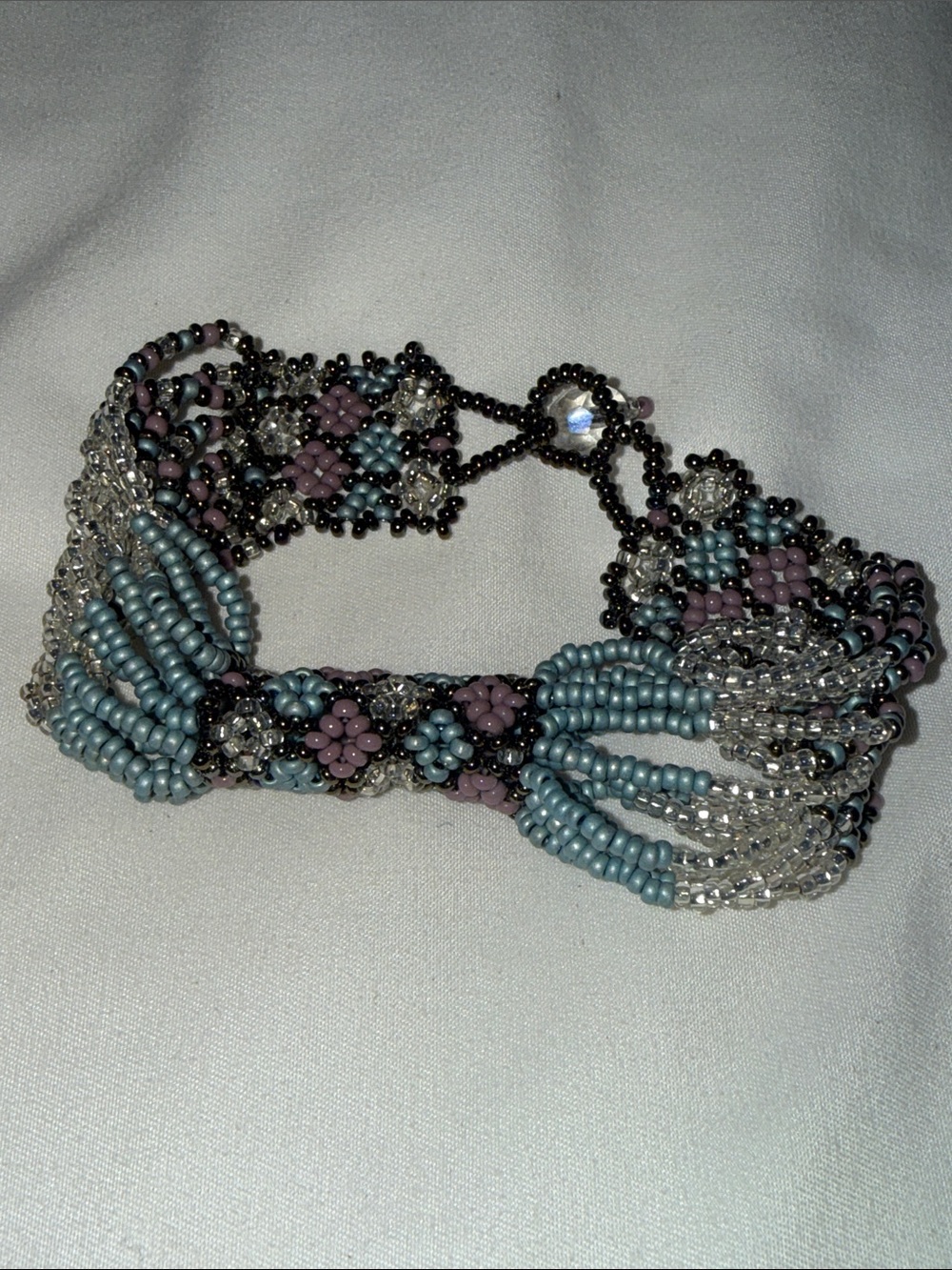 Handcrafted Beaded Bracelet - Blue & Purple